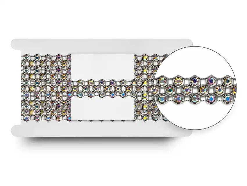 GALON PLASTICO CON STRASS 1,5CM X 4,57MTS